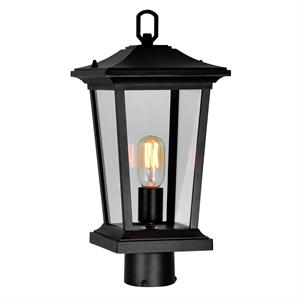 cwi lighting leawood 1-light farmhouse metal outdoor lantern head in black