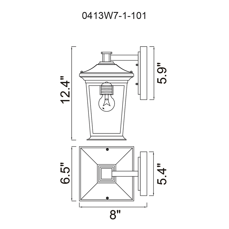 CWI Lighting Leawood 1 Light Farmhouse Metal Outdoor Wall Light in Black