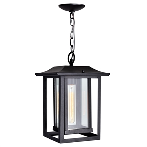 cwi lighting winfield 1-light farmhouse metal outdoor hanging light in black