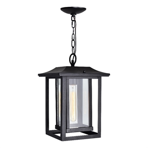 CWI Lighting Winfield 1 Light Farmhouse Metal Outdoor Hanging Light in Black