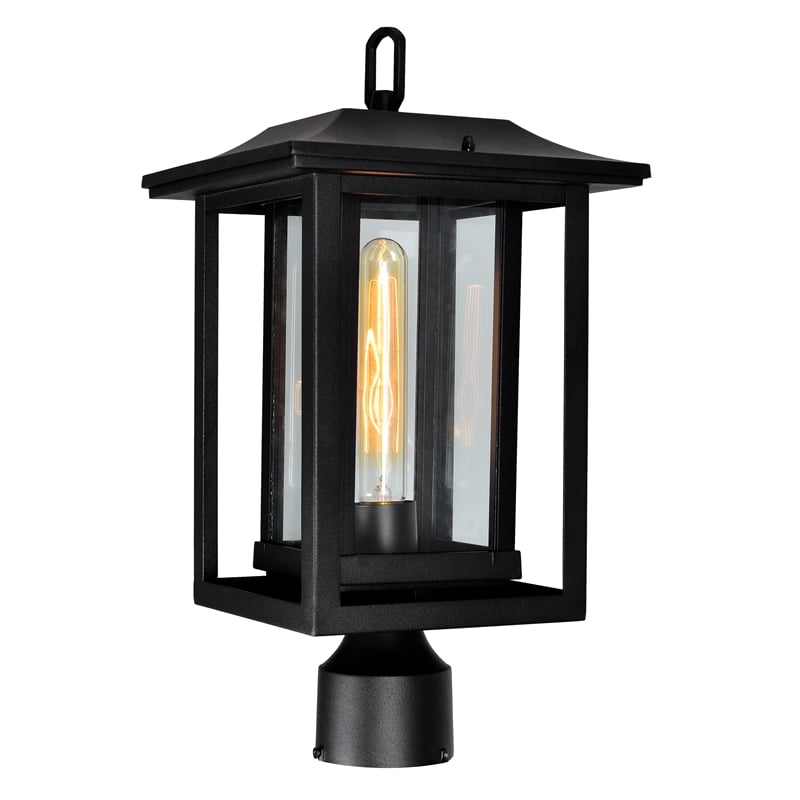 CWI Lighting Winfield 1 Light Farmhouse Metal Outdoor Lantern Head in Black