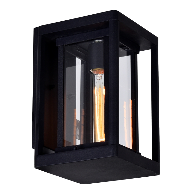 CWI Lighting Mulvane 1 Light Farmhouse Metal Outdoor Wall Light in Black