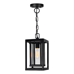CWI Lighting Mulvane 1 Light Farmhouse Metal Outdoor Hanging Light in Black