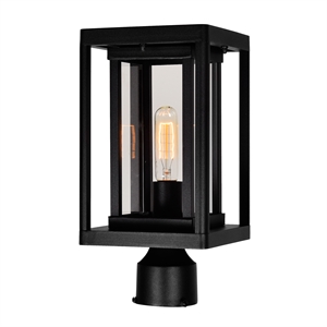 cwi lighting mulvane 1-light farmhouse metal outdoor lantern head in black