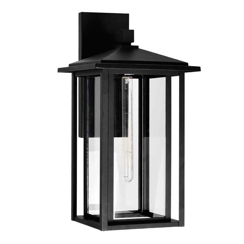 CWI Lighting Crawford 1 Light Farmhouse Metal Outdoor Wall Light in Black