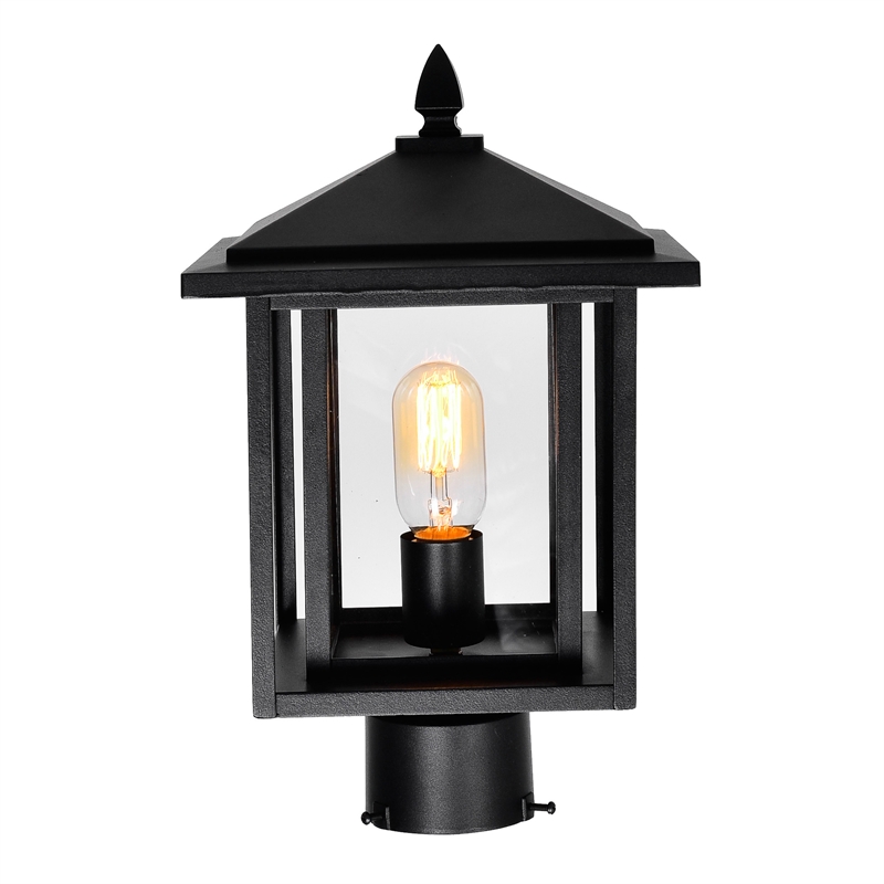 CWI Lighting Crawford 1 Light Farmhouse Metal Outdoor Lantern Head in Black