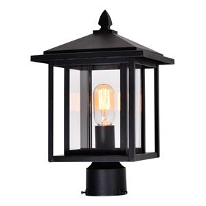 cwi lighting crawford 1-light farmhouse metal outdoor lantern head in black