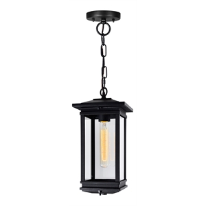 cwl lighting oakwood 1-light glass outdoor hanging lantern pendant in black
