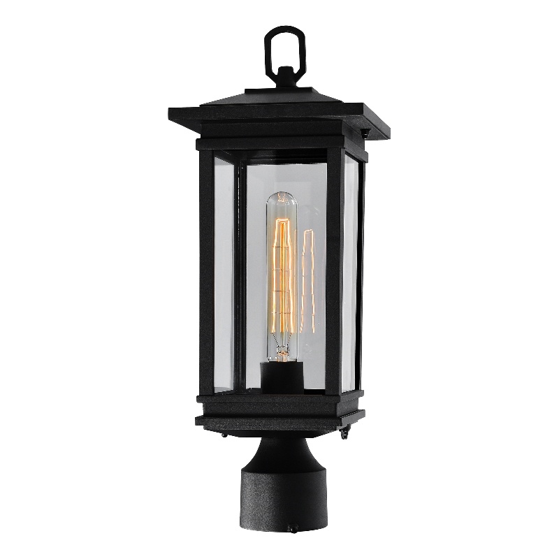 CWI Lighting Oakwood 1 Light Glass Outdoor Lantern Head in Black