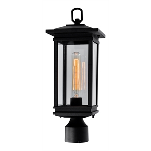 cwl lighting oakwood 1-light glass outdoor lantern head in black