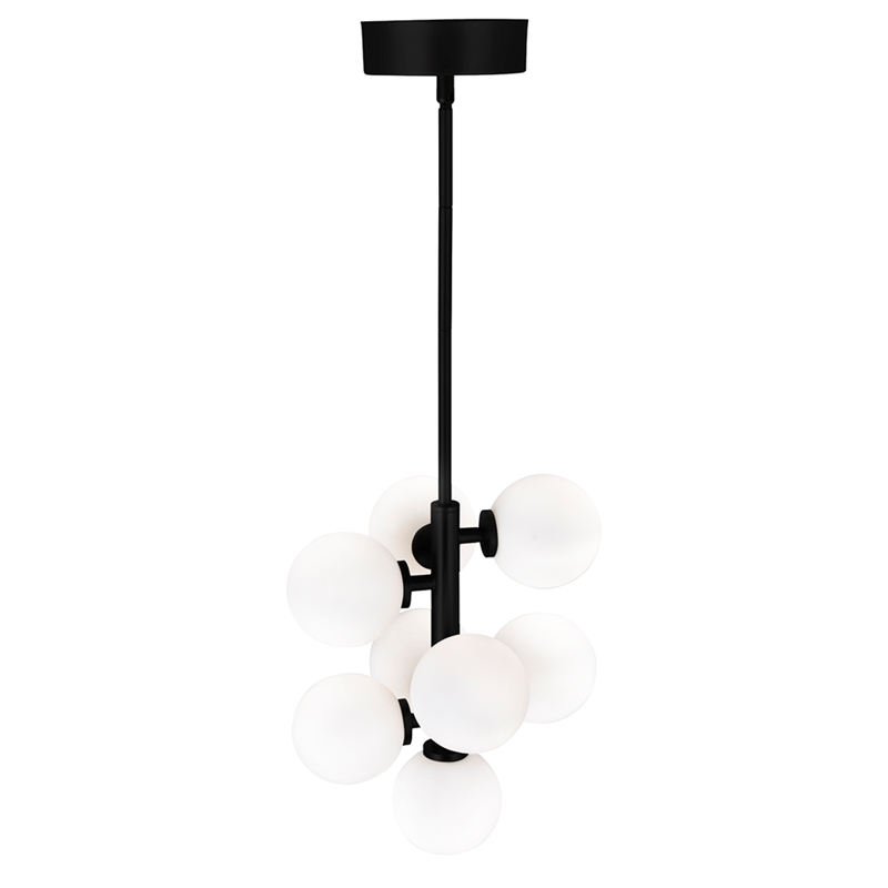 CWI Lighting Arya 8 Light Frosted Glass Indoor Pendant in Black/White