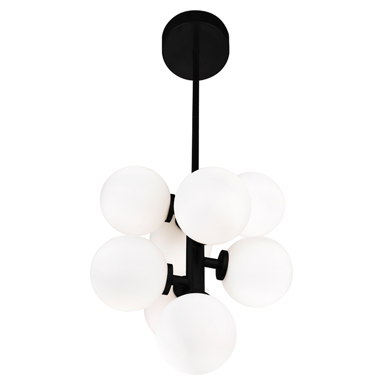 CWI Lighting Arya 8 Light Frosted Glass Indoor Pendant in Black/White