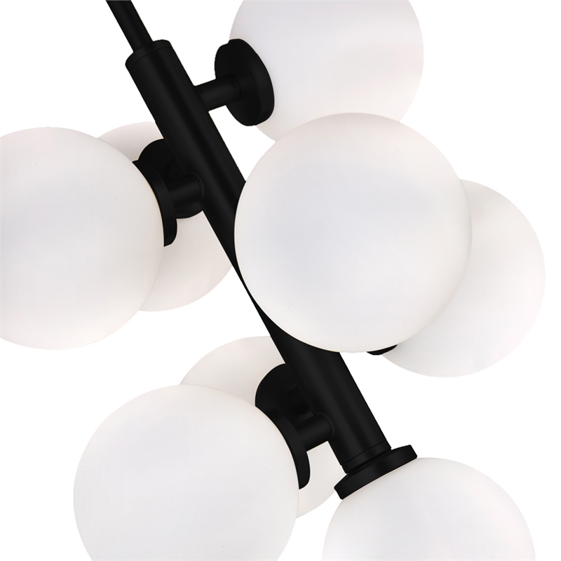 CWI Lighting Arya 8 Light Frosted Glass Indoor Pendant in Black/White