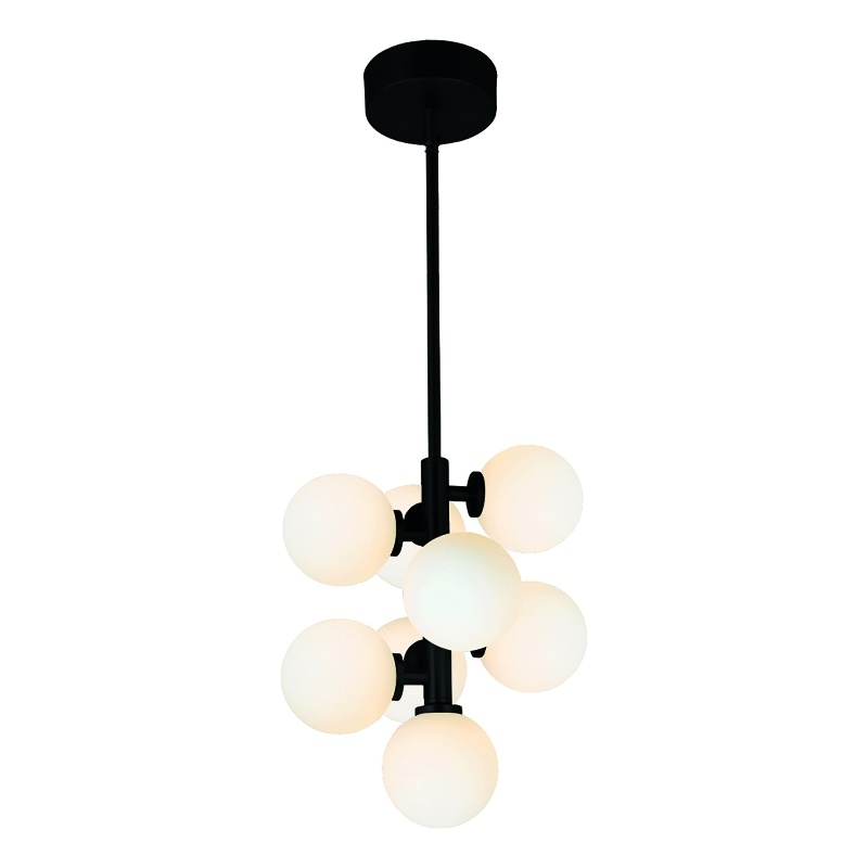 CWI Lighting Arya 8 Light Frosted Glass Indoor Pendant in Black/White