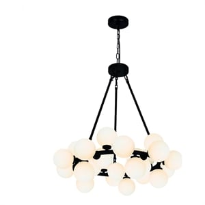 CWI Lighting Arya 25 Light Frosted Glass Chandelier in Black/White