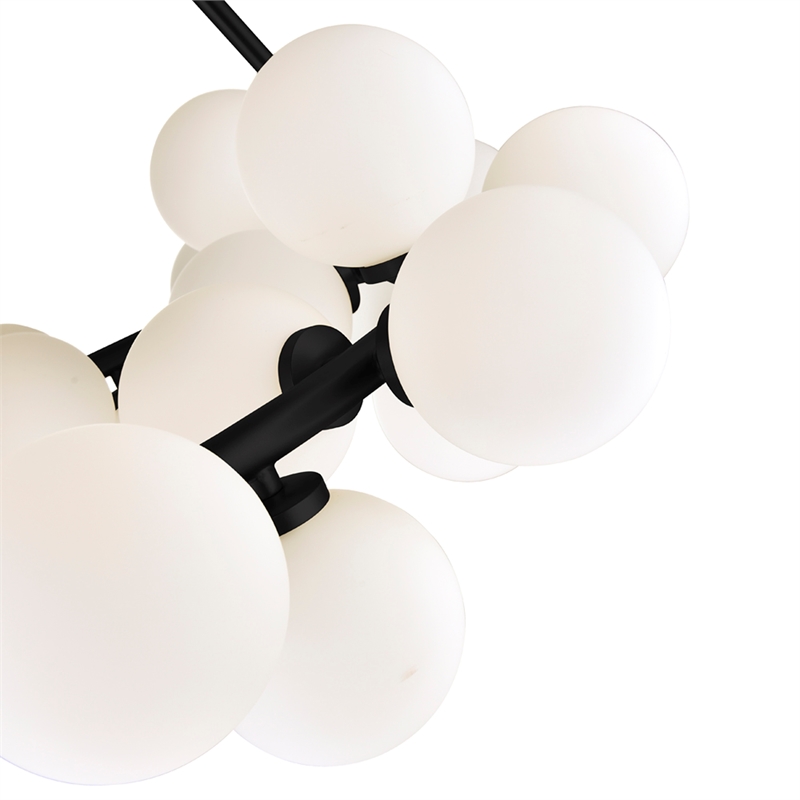 CWI Lighting Arya 25 Light Frosted Glass Chandelier in Black/White