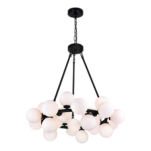 cwl lighting arya 25-light frosted glass chandelier in black/white