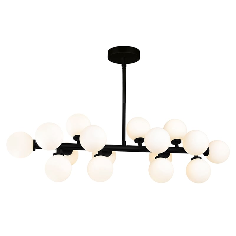 CWI Lighting Arya 16 Light Frosted Glass Chandelier in Black