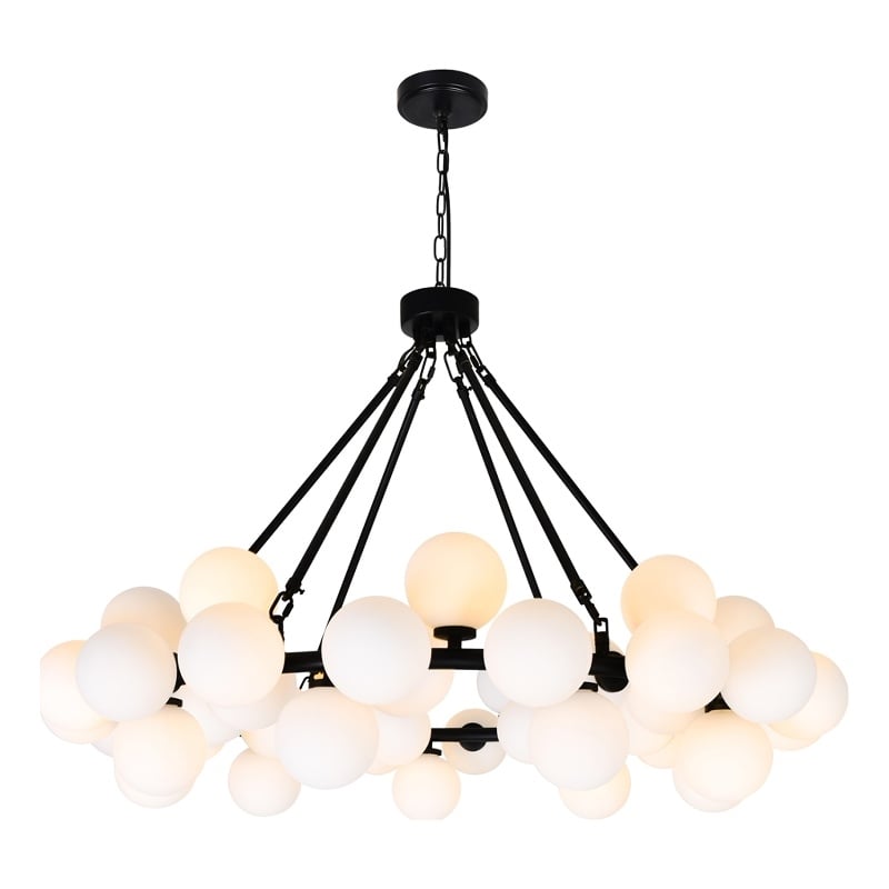 CWI Lighting Arya 45 Light Frosted Glass Chandelier in Black