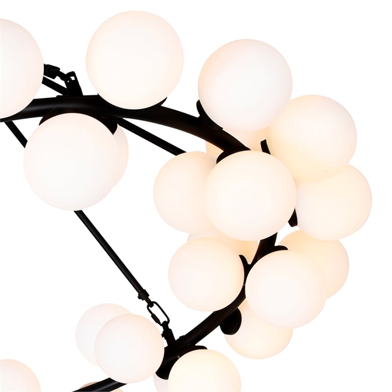 CWI Lighting Arya 45 Light Frosted Glass Chandelier in Black