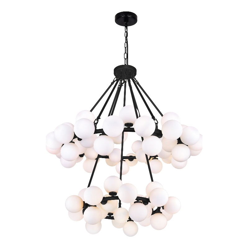 CWI Lighting Arya 70 Light Frosted Glass Chandelier in Black/White