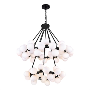 CWI Lighting Arya 70 Light Frosted Glass Chandelier in Black/White