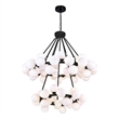 CWI Lighting Arya 70 Light Frosted Glass Chandelier in Black/White