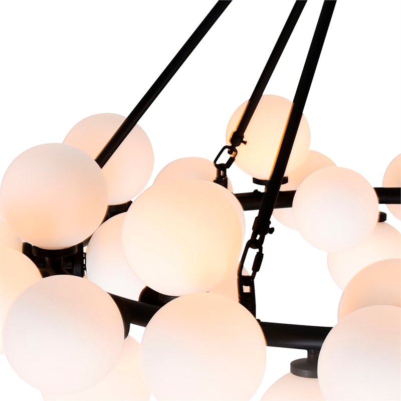 CWI Lighting Arya 70 Light Frosted Glass Chandelier in Black/White