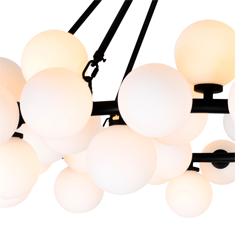 CWI Lighting Arya 70 Light Frosted Glass Chandelier in Black/White