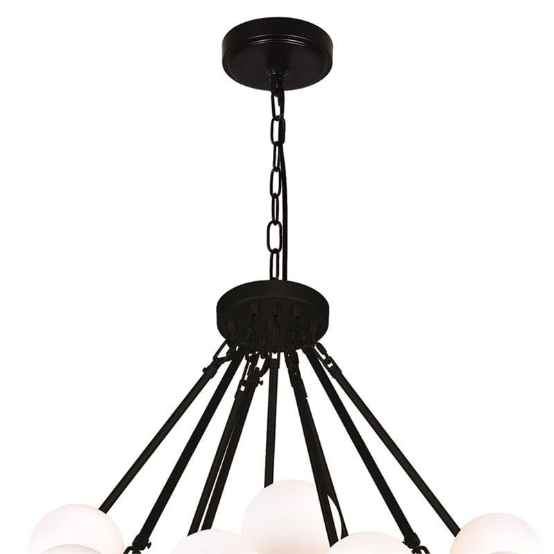 CWI Lighting Arya 70 Light Frosted Glass Chandelier in Black/White