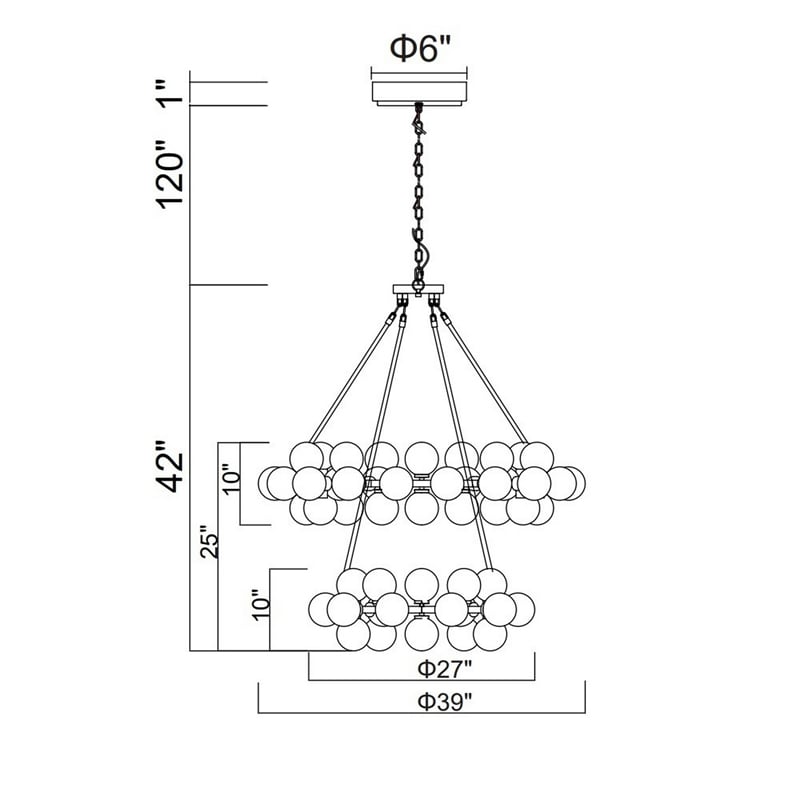 CWI Lighting Arya 70 Light Frosted Glass Chandelier in Black/White