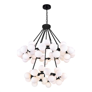 CWI Lighting Arya 70 Light Frosted Glass Chandelier in Black/White