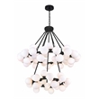 CWI Lighting Arya 70 Light Frosted Glass Chandelier in Black/White