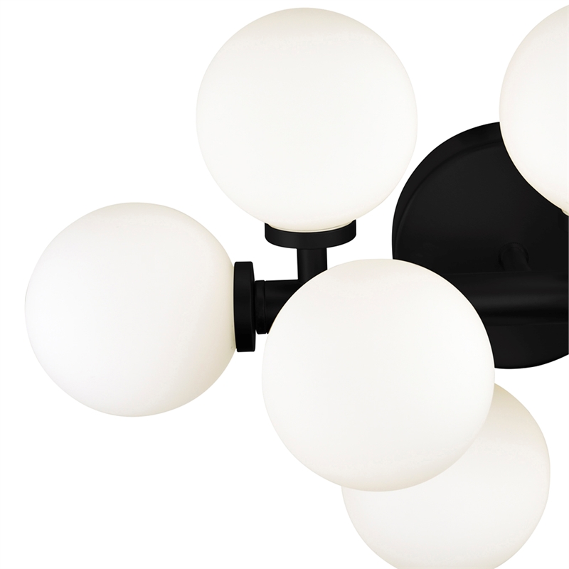 CWI Lighting Arya 8 Light Frosted Glass Wall Sconce in Black/White