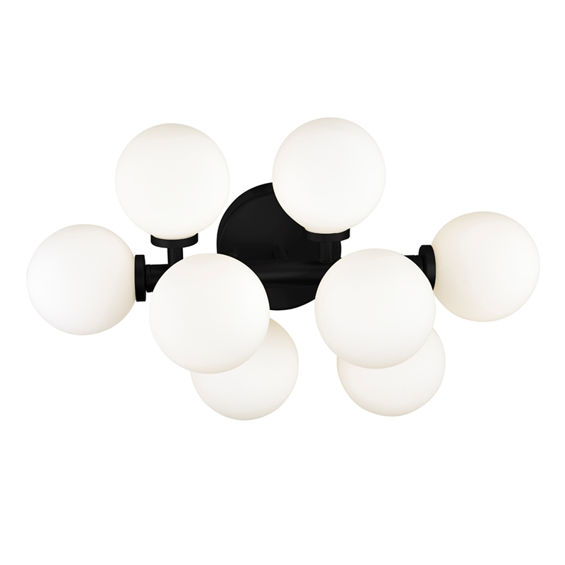 CWI Lighting Arya 8 Light Frosted Glass Wall Sconce in Black/White