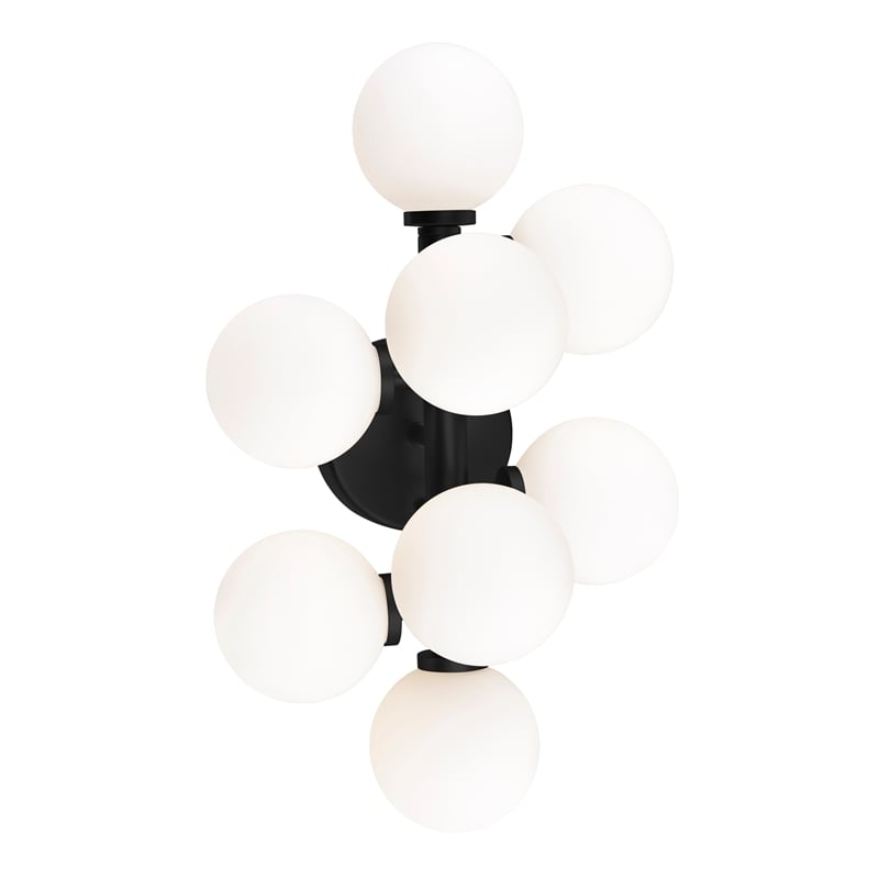 CWI Lighting Arya 8 Light Frosted Glass Wall Sconce in Black/White