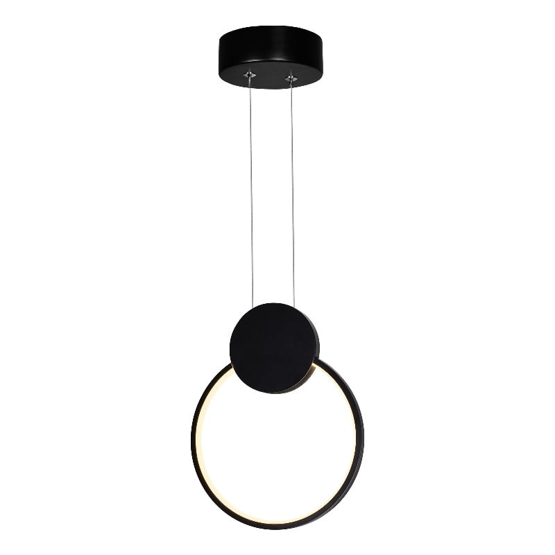 CWI Lighting Pulley 1 Light Integrated LED Metal Mini Pendant in Black