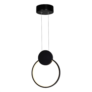 CWI Lighting Pulley 1 Light Integrated LED Metal Mini Pendant in Black