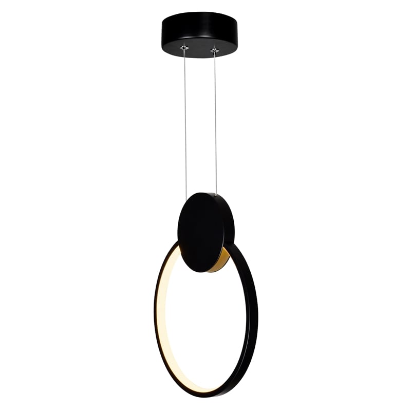 CWI Lighting Pulley 1 Light Integrated LED Metal Mini Pendant in Black
