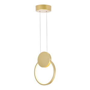 CWI Lighting Pulley LED Integrated Metal Mini Pendant in Satin Gold