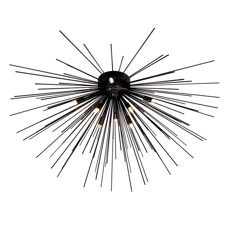 CWI Lighting Savannah 8 Light Metal Indoor Flush Mount in Black