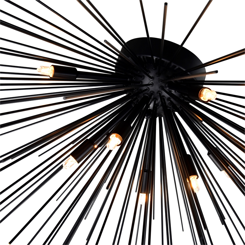 CWI Lighting Savannah 8 Light Metal Indoor Flush Mount in Black