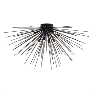 CWI Lighting Savannah 8 Light Metal Indoor Flush Mount in Black