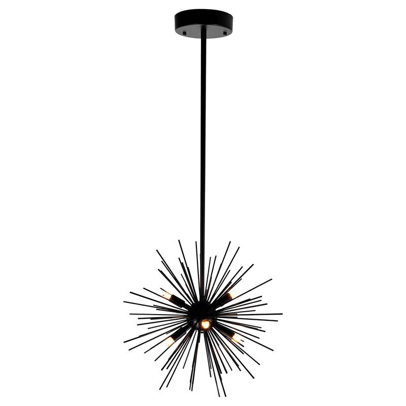 CWI Lighting Savannah 6 Light Starburst Glass Chandelier in Black