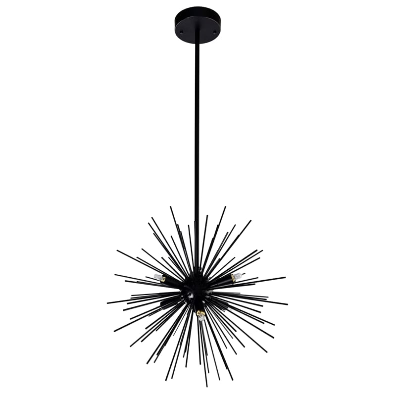 CWI Lighting Savannah 6 Light Starburst Glass Chandelier in Black