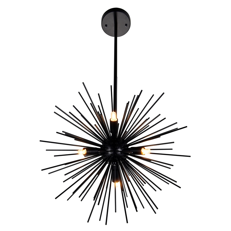 CWI Lighting Savannah 6 Light Starburst Glass Chandelier in Black