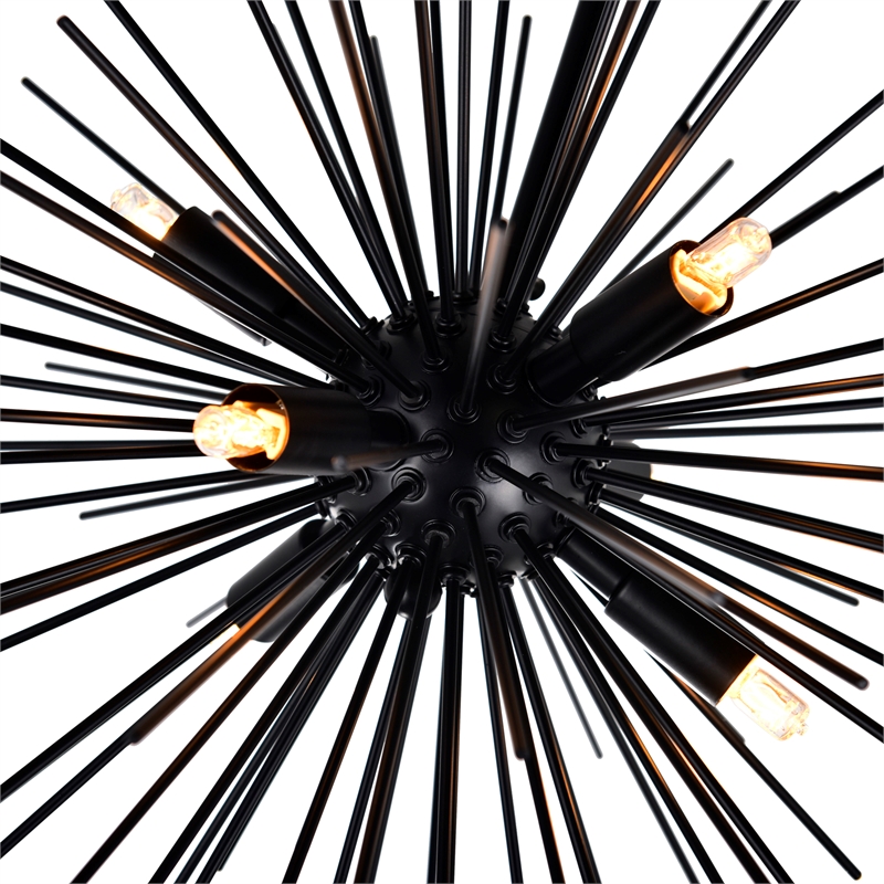 CWI Lighting Savannah 6 Light Starburst Glass Chandelier in Black