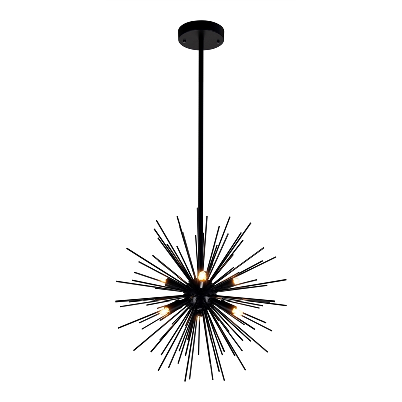 CWI Lighting Savannah 6 Light Starburst Glass Chandelier in Black