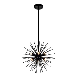 CWI Lighting Savannah 6 Light Starburst Glass Chandelier in Black