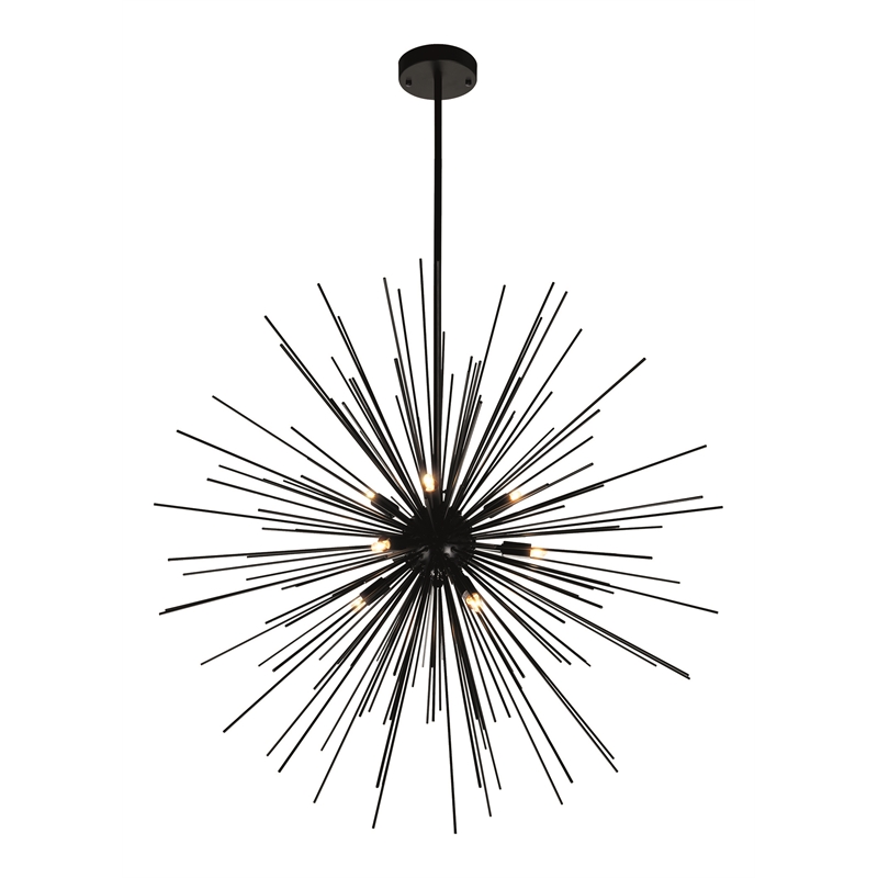 CWI Lighting Savannah 9 Light Metal Modern Chandelier in Black